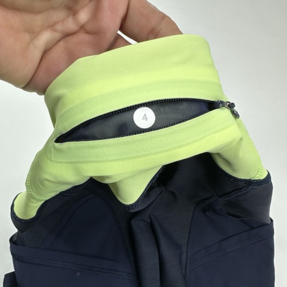 Lululemon Athletica Navy Neon Green Mesh Pocket Cropped Leggings Size 4 - Picture 6 of 12